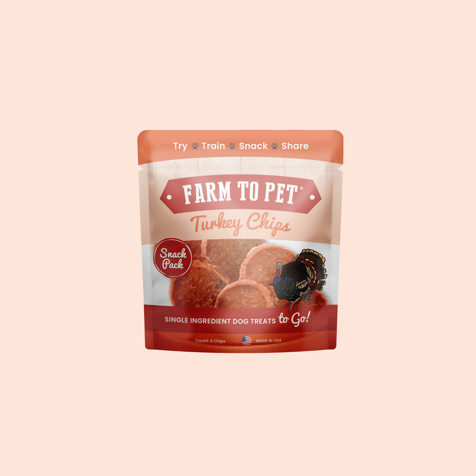 Turkey Chips Snack Packs – Digestible Dog Treats Turkey Chips Snack Pack Front