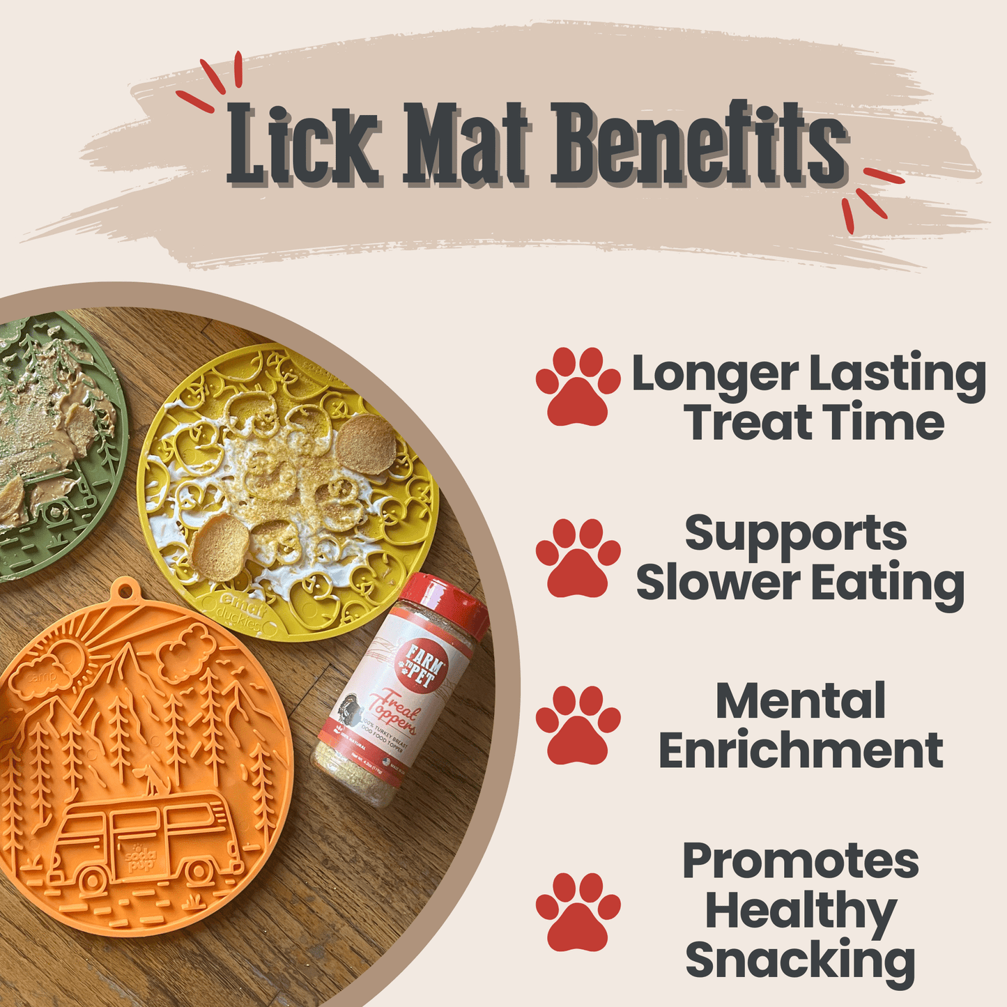 SodaPup Lick Mats with Suction Cups – Dog Lick Mats with Suction Cups Orange Camp Benefits