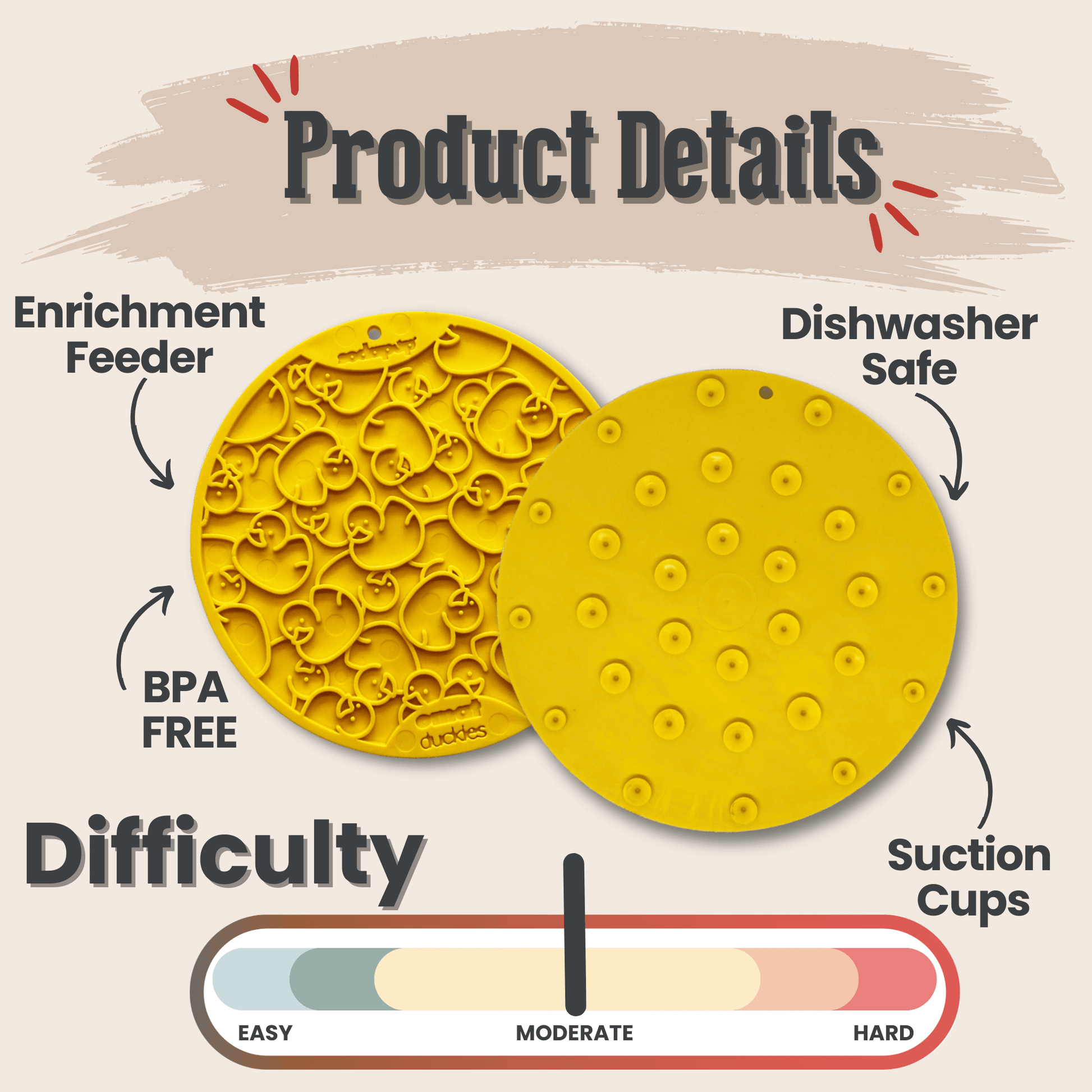 SodaPup Lick Mats with Suction Cups – Dog Lick Mats with Suction Cups Yellow Duckies Product Details
