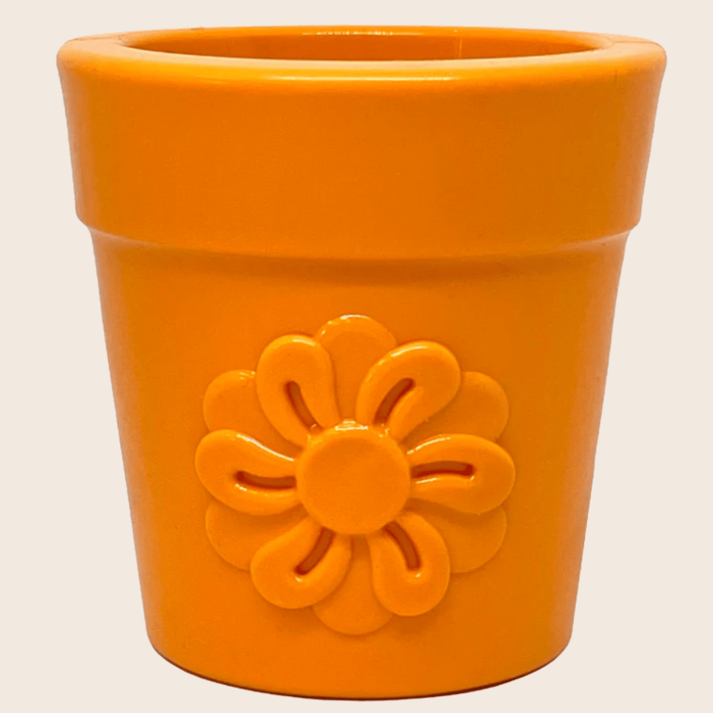SodaPup Dog Treat Dispenser Toys – Dog Treat Dispenser Orange Flower Pot Closeup Front