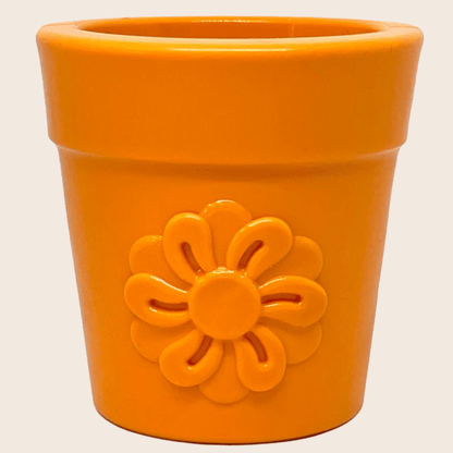 SodaPup Dog Treat Dispenser Toys – Dog Treat Dispenser Orange Flower Pot Closeup Front