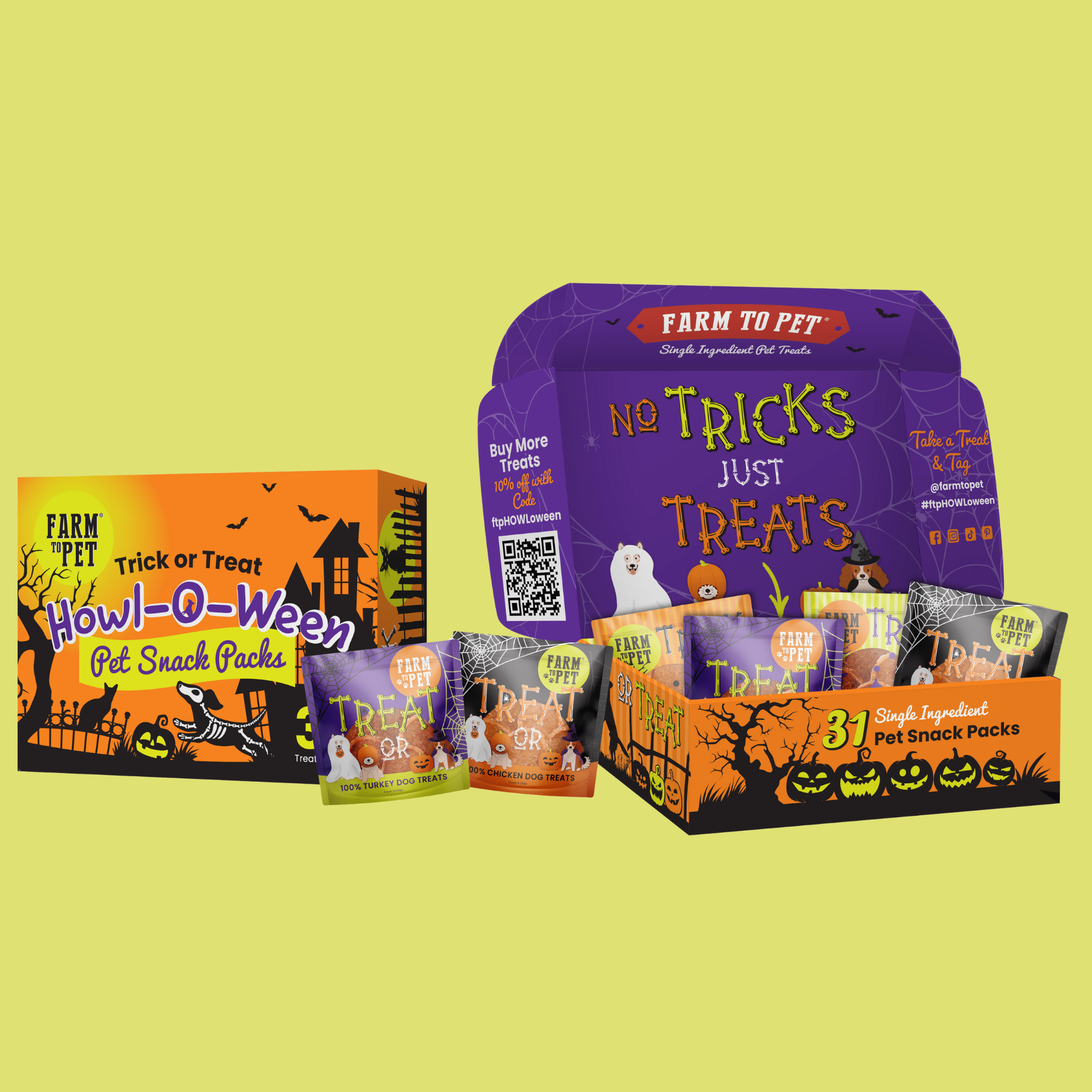 Farm To Pet Halloween Dog Treat Box – 31 Snack Packs - Whisker House