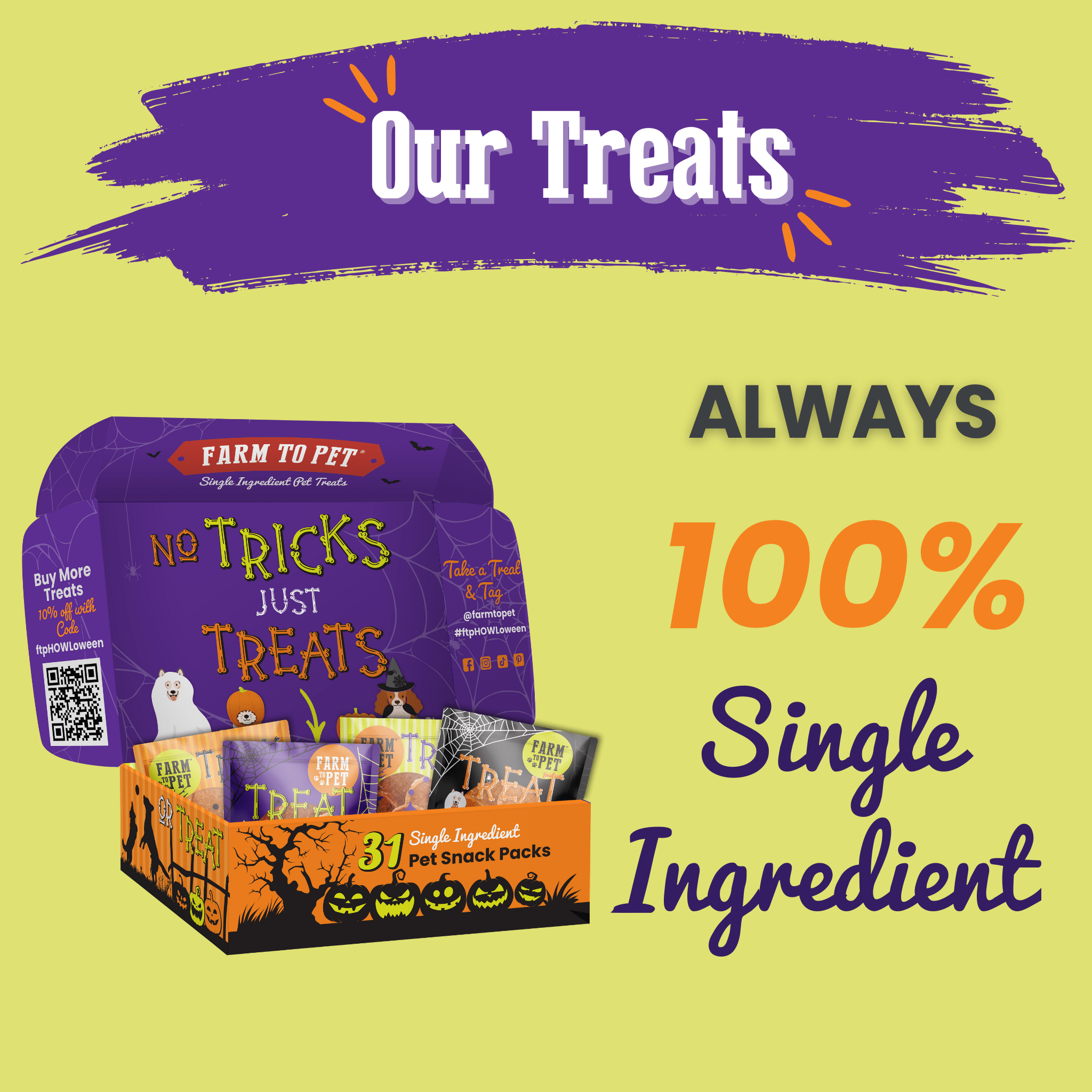Farm To Pet Halloween Dog Treat Box – 31 Snack Packs - Whisker House