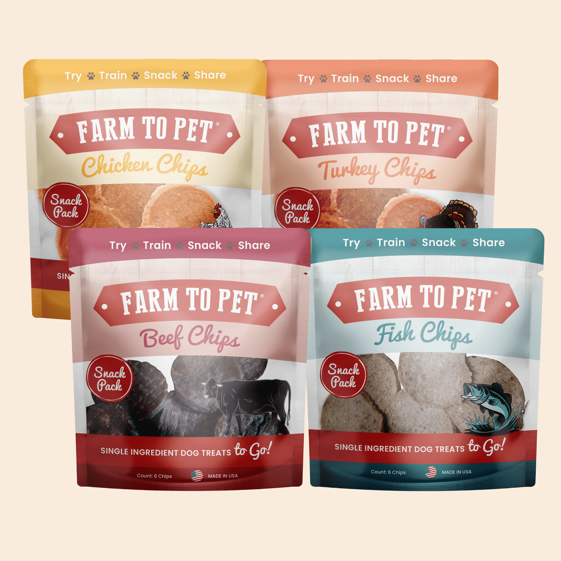 Farm To Pet Snack Pack Sampler – Heart Healthy Dog Treats Snack Pack Dog Treat Sampler