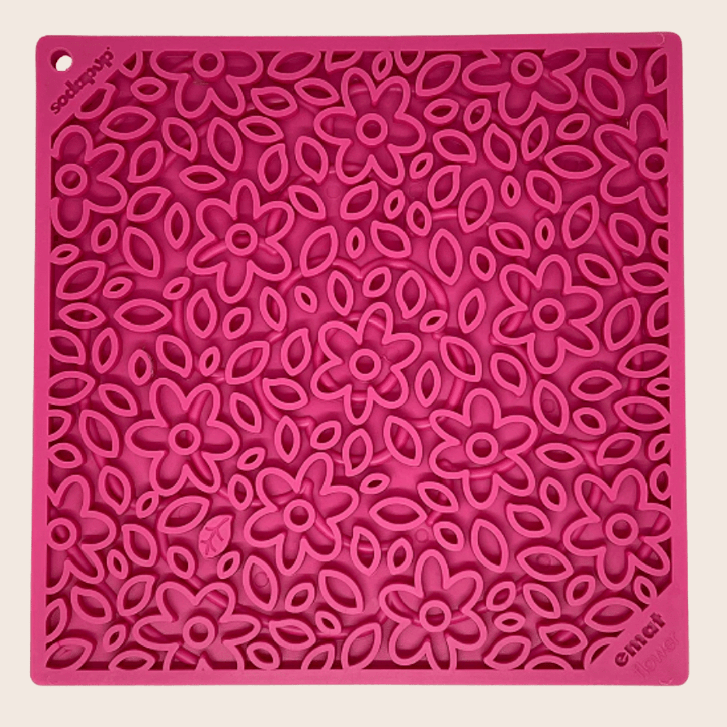 SodaPup Dog Lick Mats – Large Square Dog Lick Mats Pink Flower Power Closeup