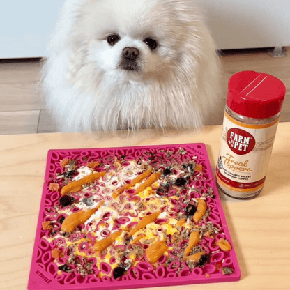 SodaPup Dog Lick Mats – Large Square Dog Lick Mats Pink Flower Power White Dog