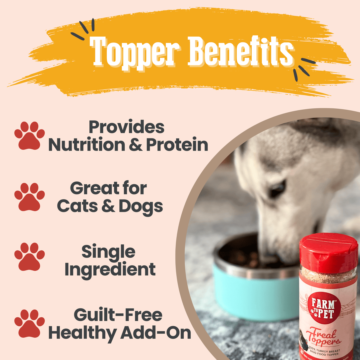 Farm To Pet Turkey Treat Topper – Lean Turkey Dog Topper Turkey Toppers Benefits