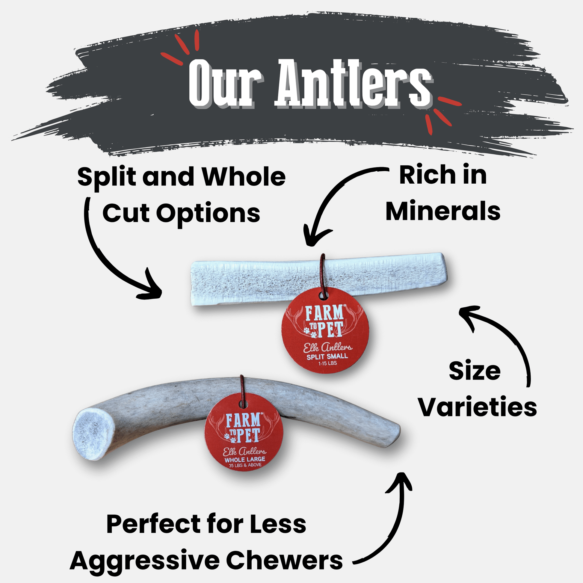 Farm To Pet Elk Antler Dog Chews – Organic Dog Chew Non Splintering Dog Bone Elk Antler General