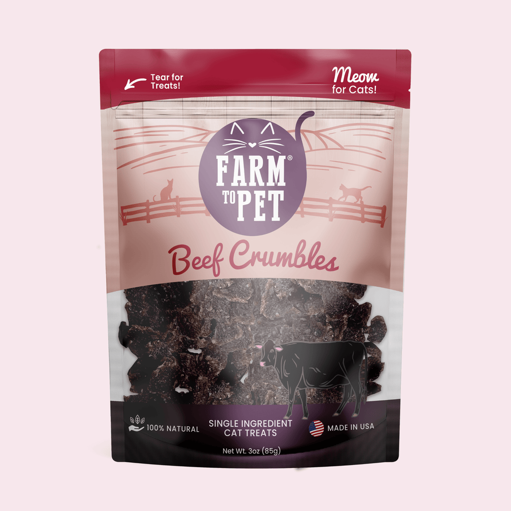 Farm To Pet Beef Crumbles Cat Treats | High Protein Grain-Free Snacks - Whisker House