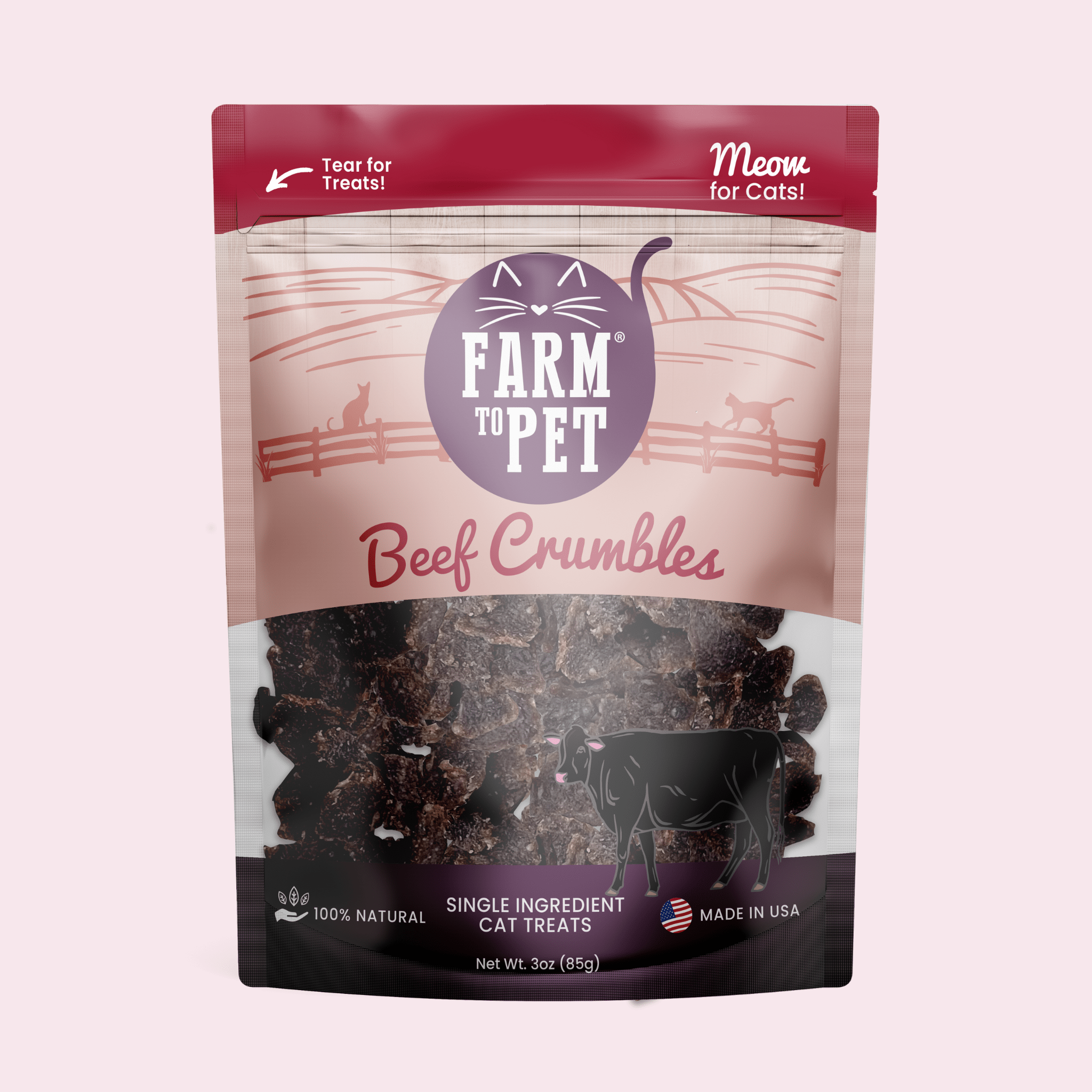 Farm To Pet Beef Crumbles Cat Treats | High Protein Grain-Free Snacks - Whisker House