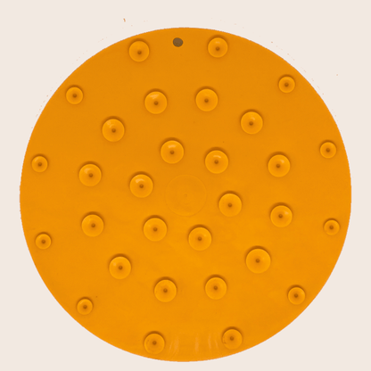SodaPup Lick Mats with Suction Cups – Round Dog Lick Mat with Suction Cups Orange Camp Back