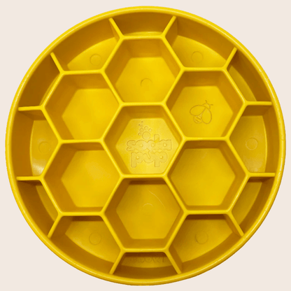 SodaPup Slow Feeder Dog Bowls – Slow Feeder Dog Bowl Yellow Honeycomb Closeup