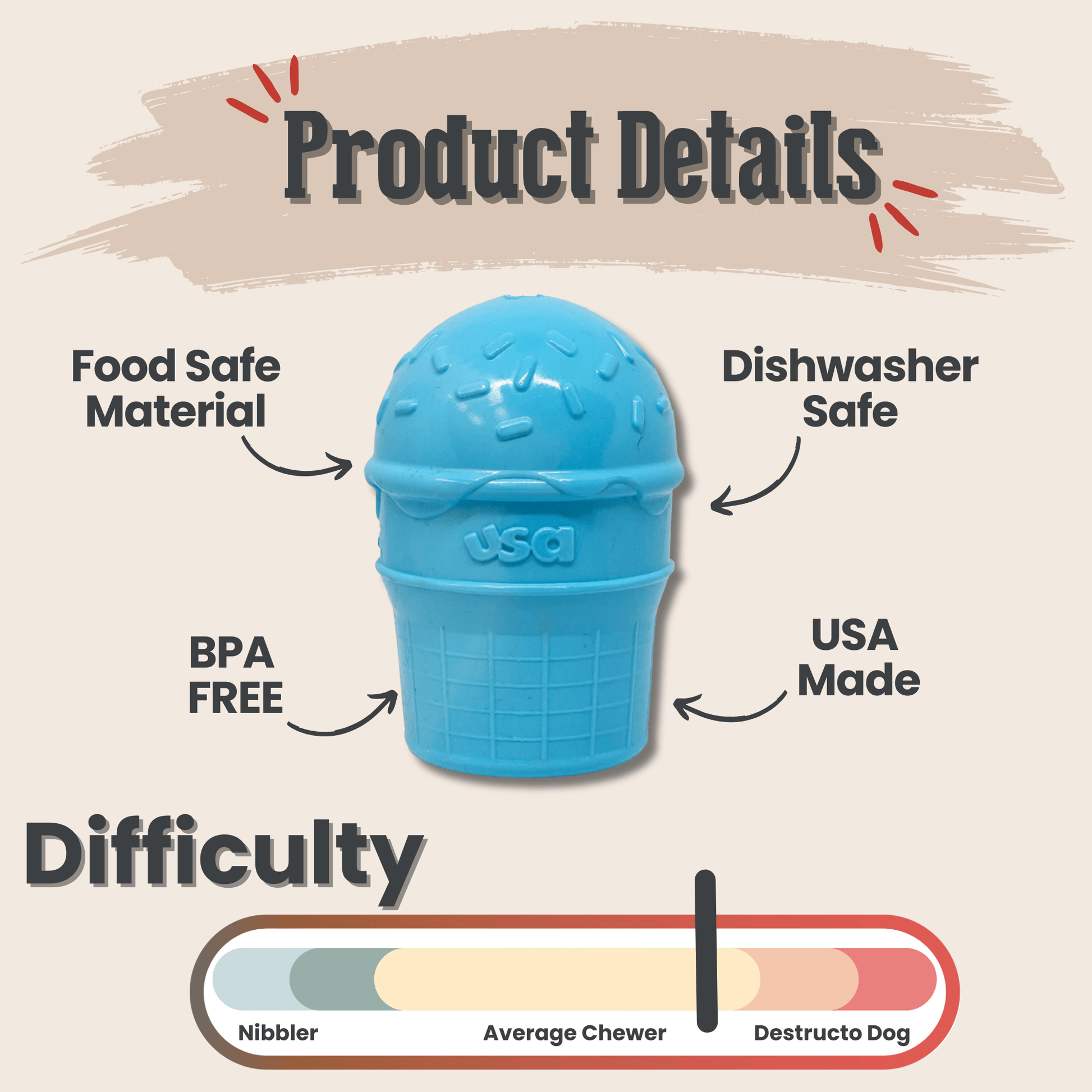 SodaPup Dog Treat Dispenser Toys – Treat Dispenser Blue Ice Cream Product Details