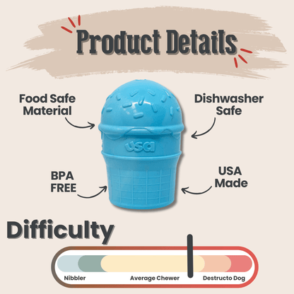 SodaPup Dog Treat Dispenser Toys – Treat Dispenser Blue Ice Cream Product Details