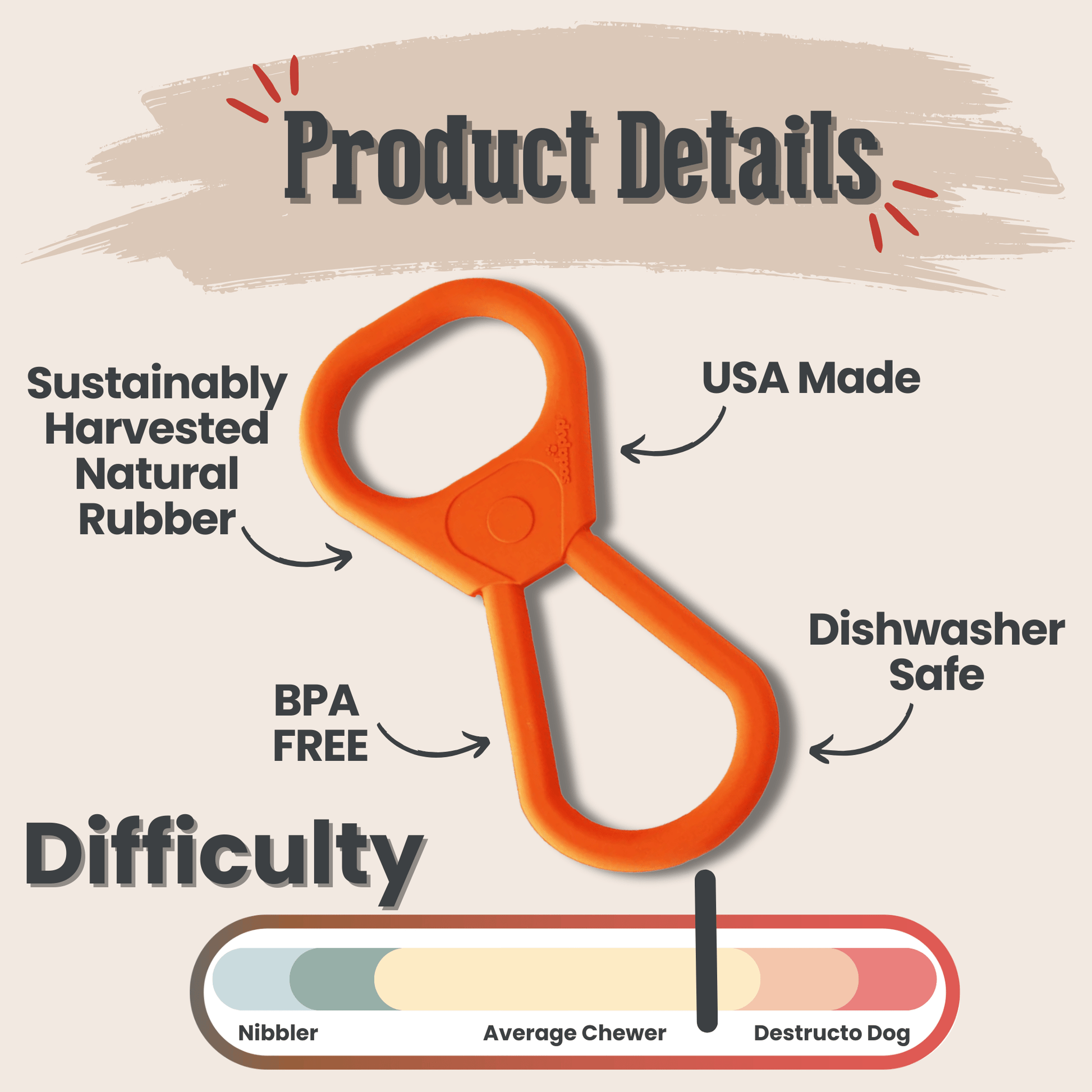 SodaPup Dog Tug Toys – Tug Toy Orange Pop Top Tug Product Details
