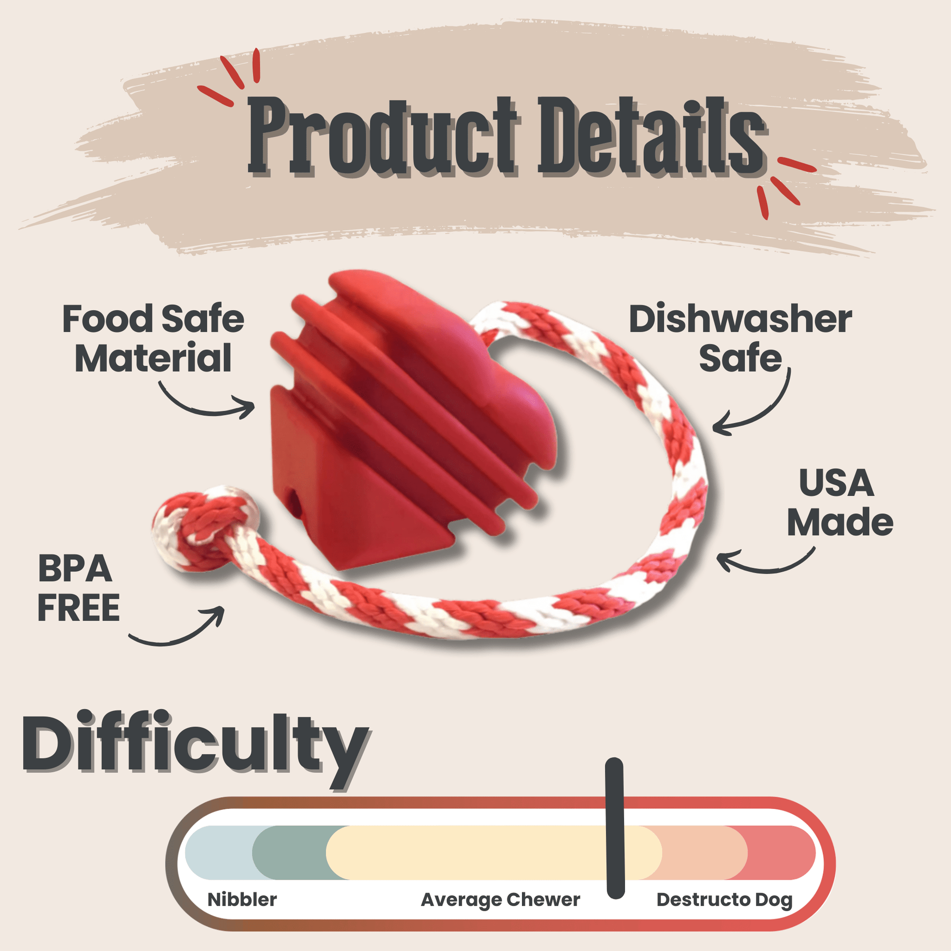 SodaPup Dog Tug Toys – Tug Toy Red Heart on a String Product Details