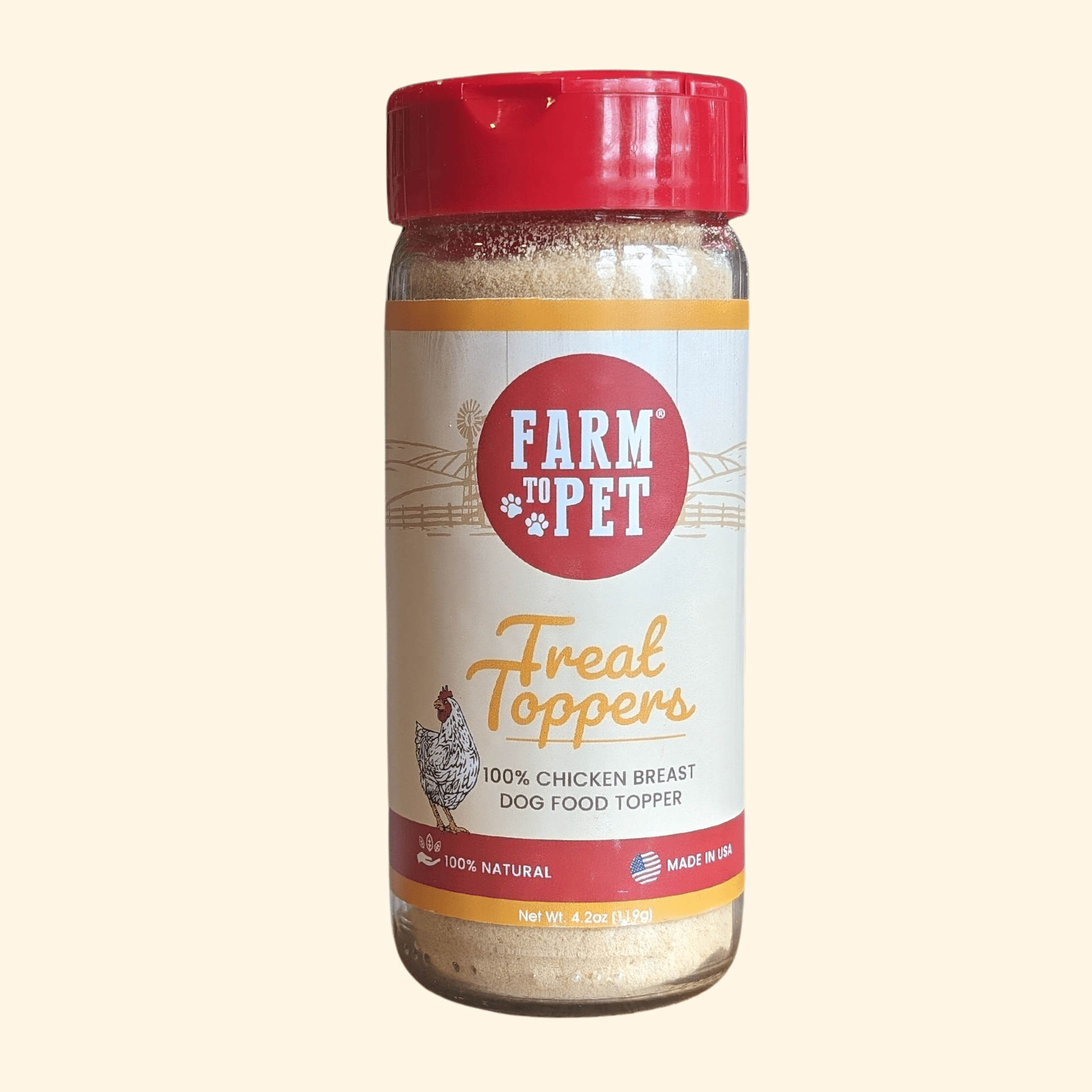 Farm To Pet Chicken Treat Topper – USA Made Topper Chicken Dog Food Treat Toppers Front