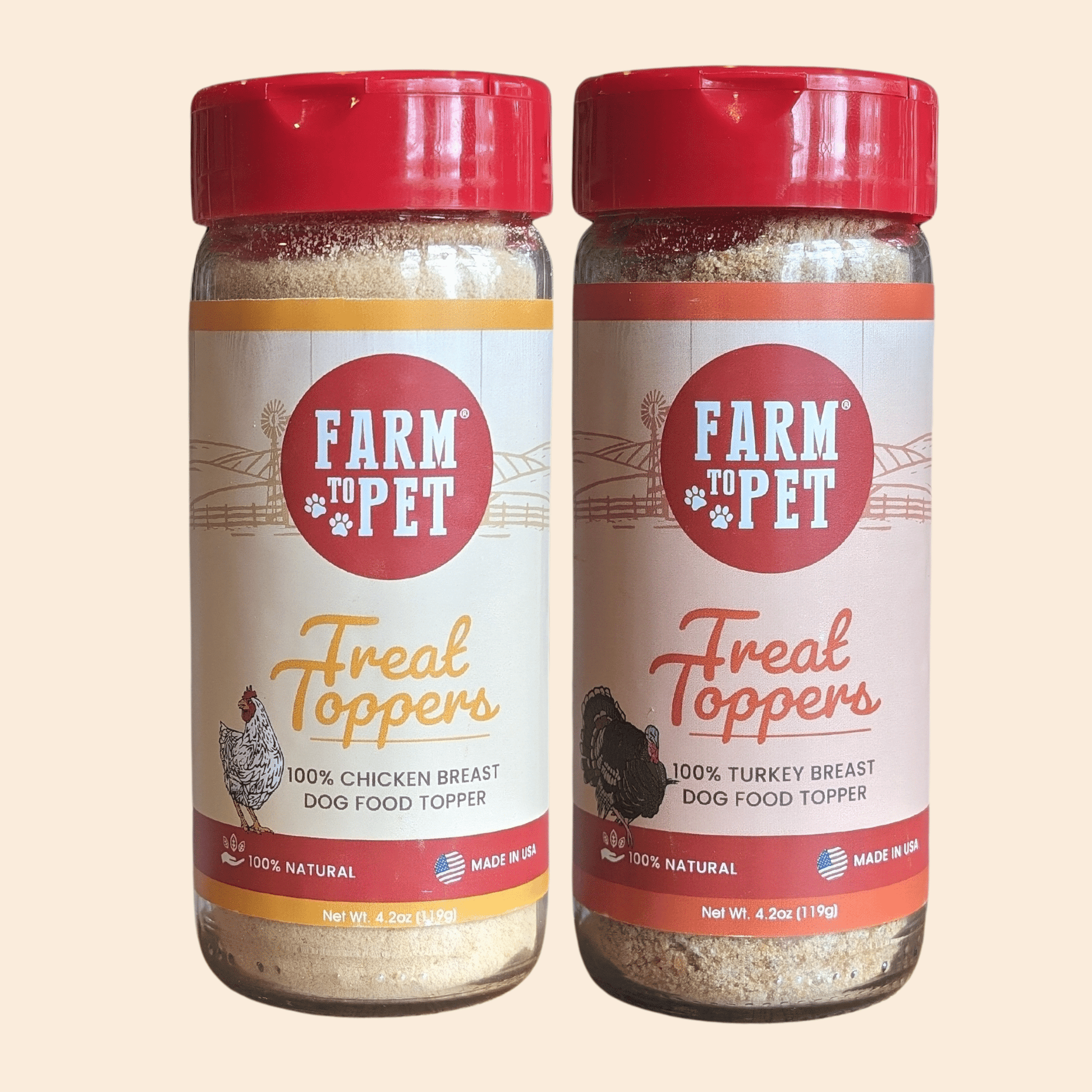 Chicken & Turkey Treat Topper Bundle – High Protein Toppers Chicken Turkey Dog Food Treat Toppers Front