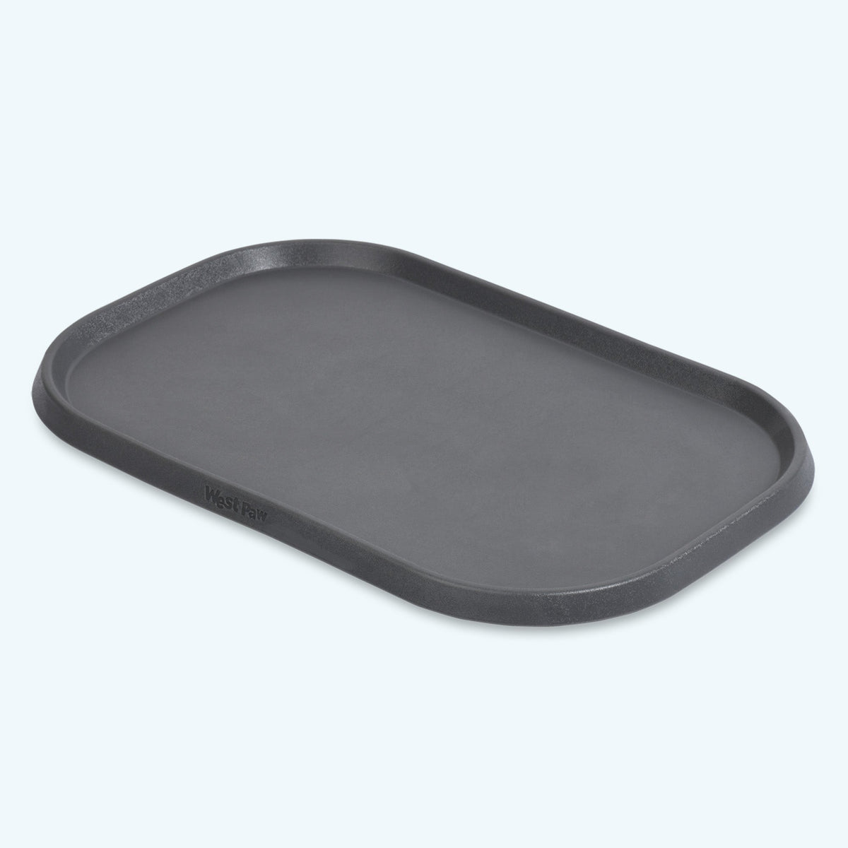 Gray tray on a light gray background