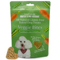 Green package of marcy's pet kitchen veggie bites dog treats with a white dog on the label.