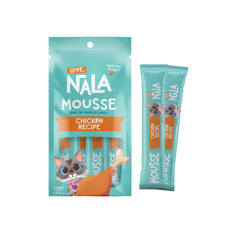 Nala Mousse chicken recipe cat treats packaging on a white background