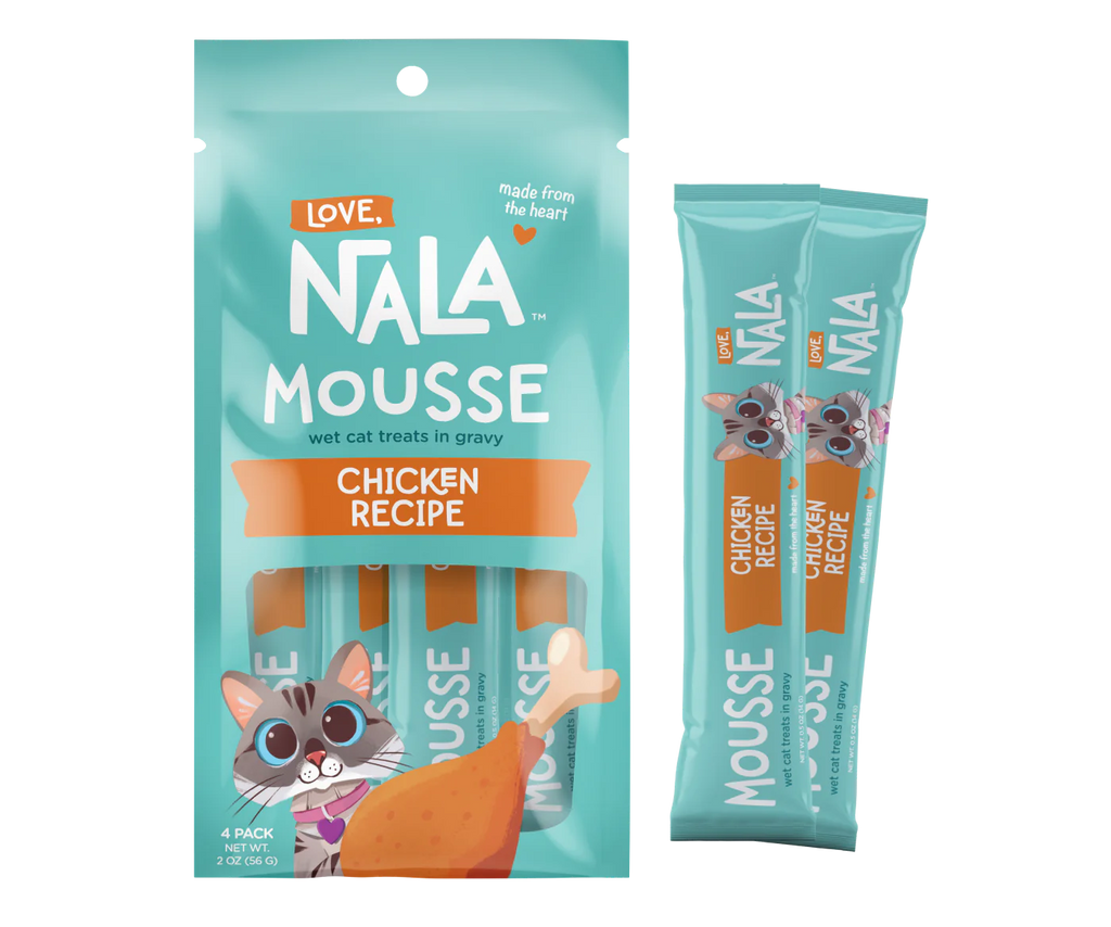 Nala Mousse chicken recipe cat treats packaging on a white background
