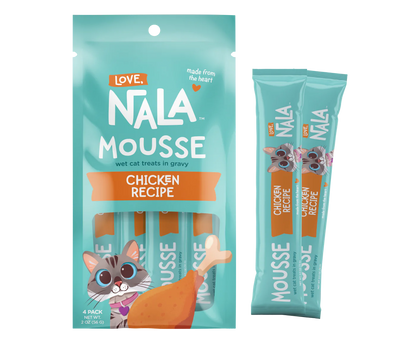 Nala Mousse chicken recipe cat treats packaging on a white background