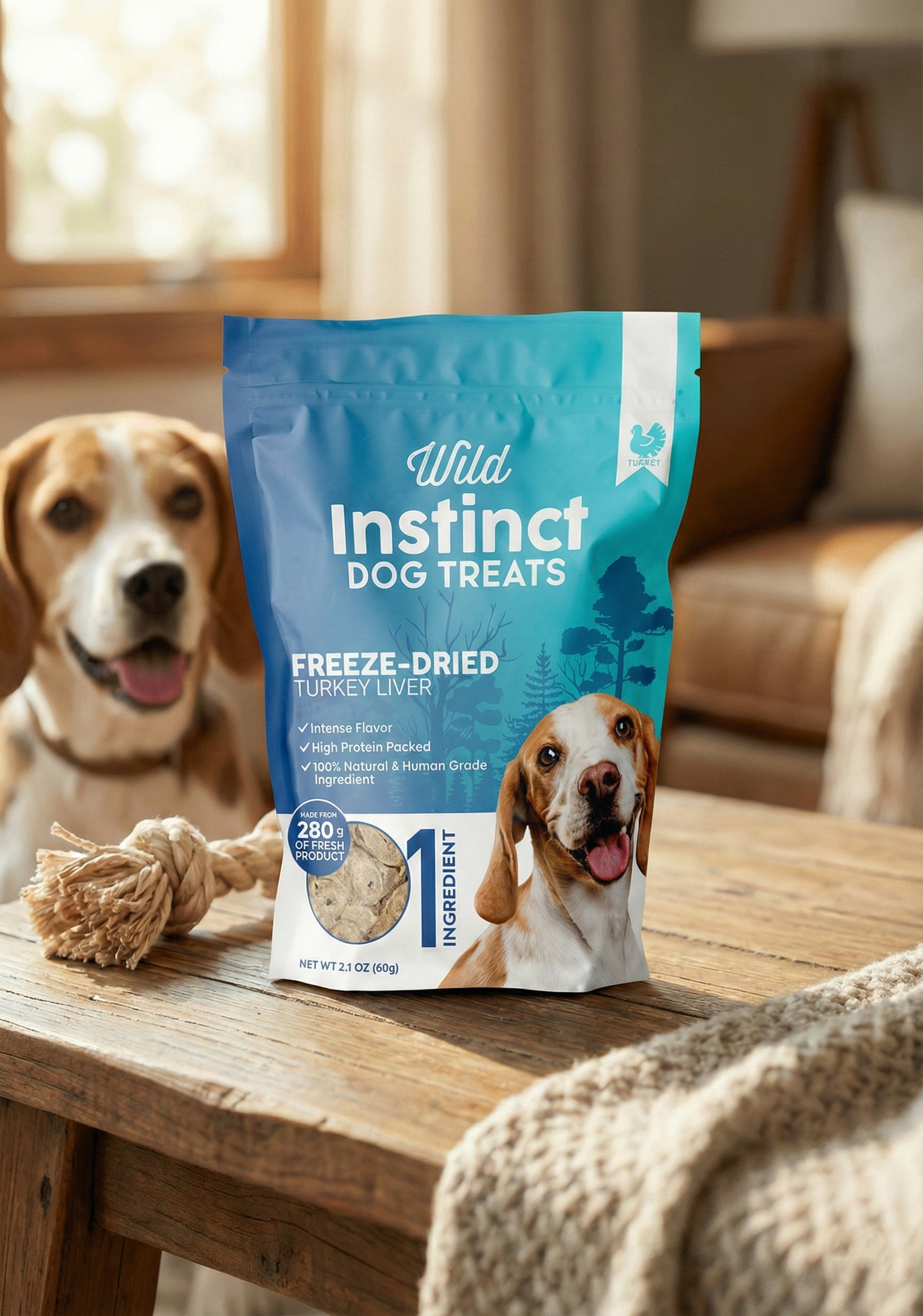 Wild Instinct Pet Freeze-Dried Turkey Liver Dog Treats – Pure Single Ingredient Novel Protein