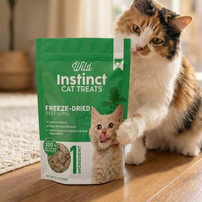 Wild Instinct cat treats with a kitten.