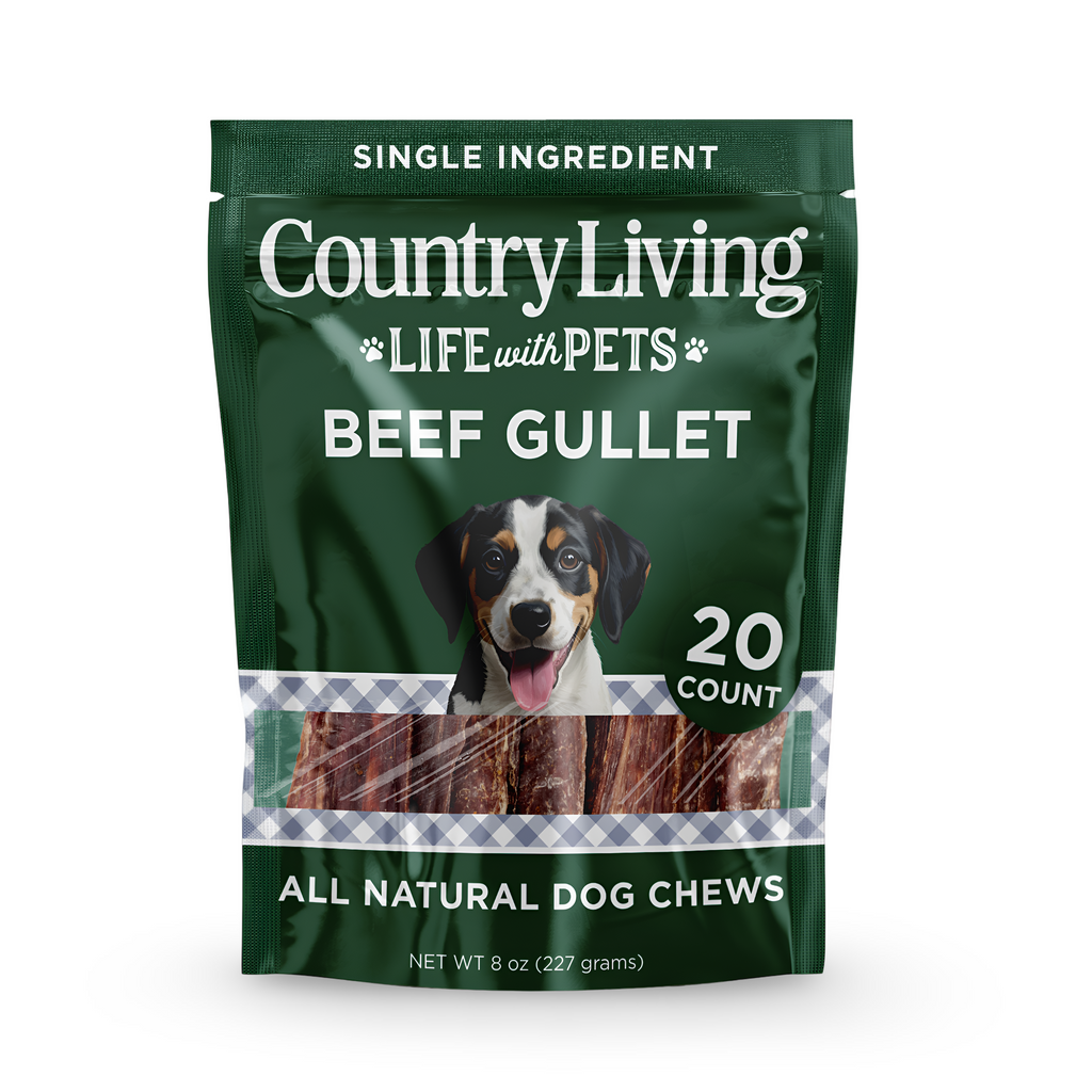 Country Living 6” Gullet Flats Dog Treats – 20 Count Bag – All-Natural Beef Esophagus Chews – High-Protein, Easily Digestible, Single-Ingredient Dog Treats – Grain-Free & Long-Lasting - Whisker House