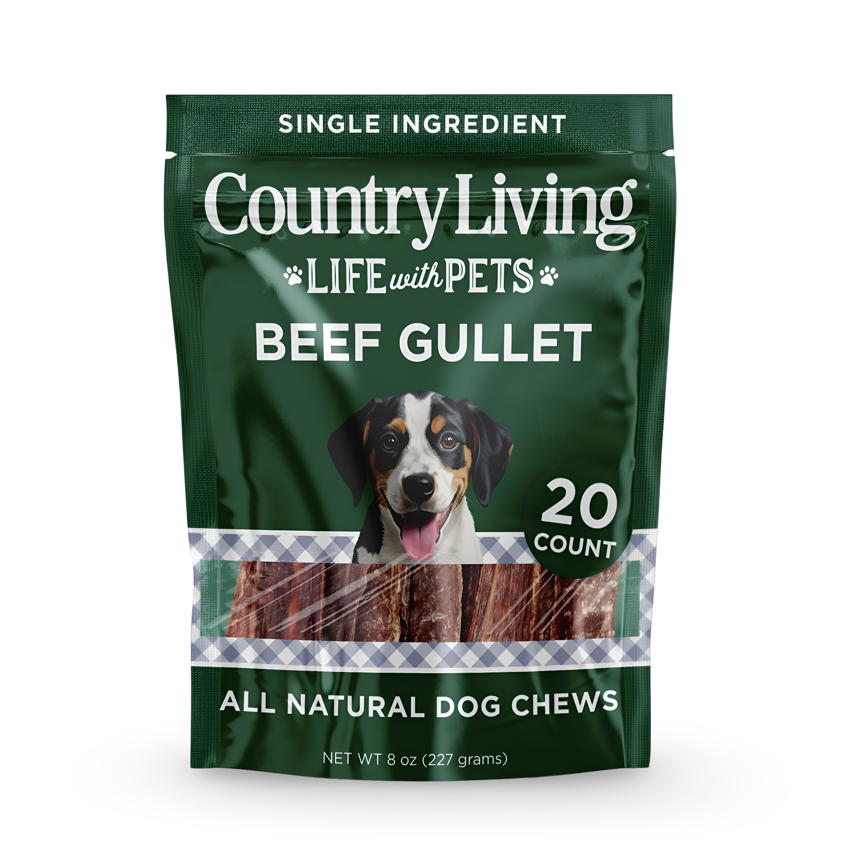 Country Living 6” Gullet Flats Dog Treats – 20 Count Bag – All-Natural Beef Esophagus Chews – High-Protein, Easily Digestible, Single-Ingredient Dog Treats – Grain-Free & Long-Lasting - Whisker House