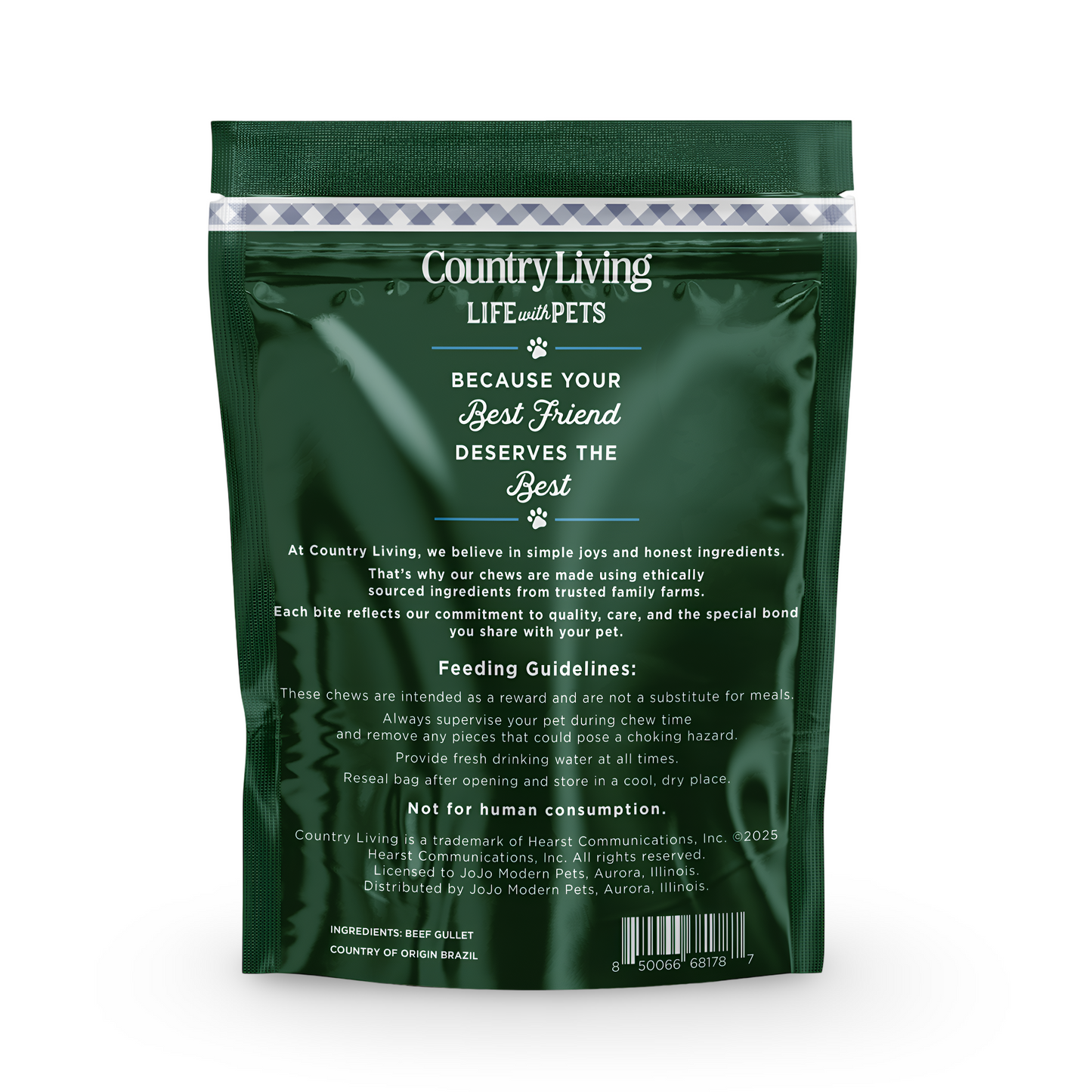 Country Living 6” Gullet Flats Dog Treats – 20 Count Bag – All-Natural Beef Esophagus Chews – High-Protein, Easily Digestible, Single-Ingredient Dog Treats – Grain-Free & Long-Lasting - Whisker House