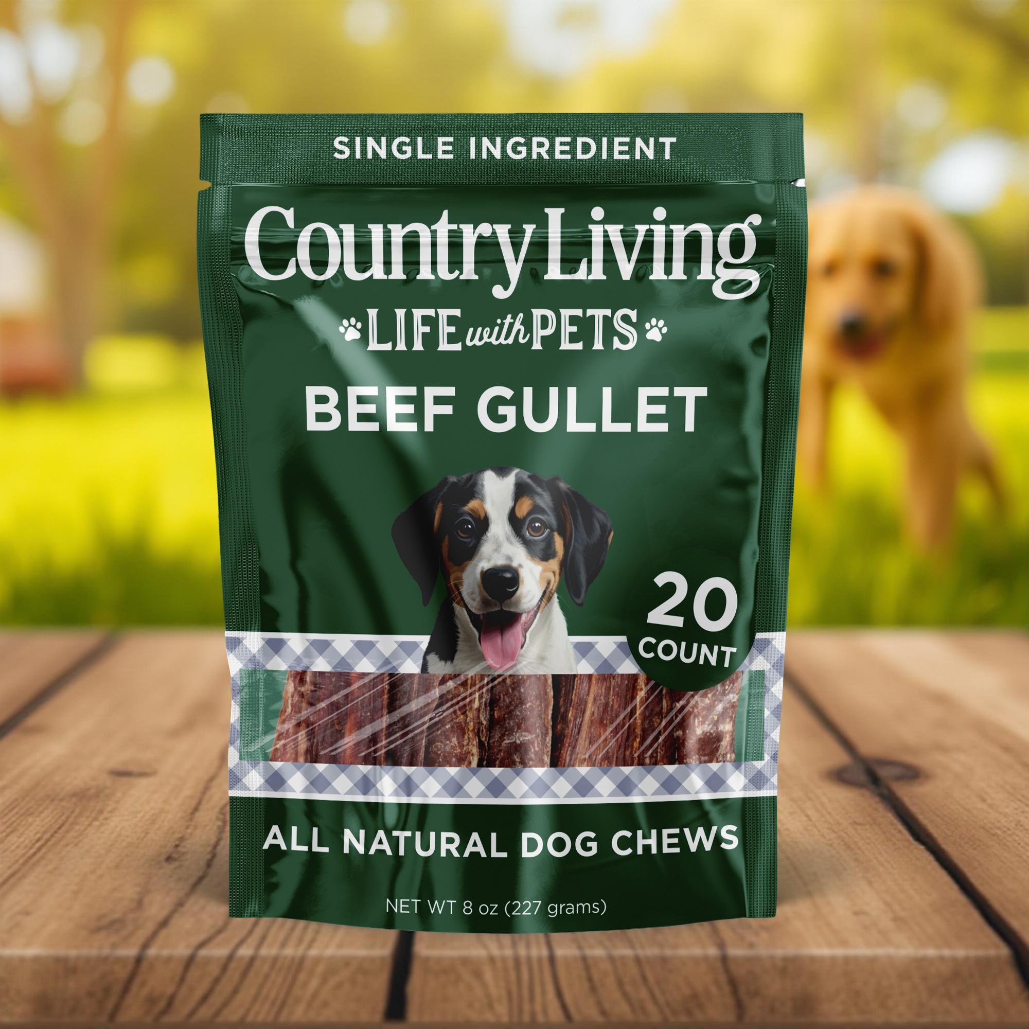 Country Living 6” Gullet Flats Dog Treats – 20 Count Bag – All-Natural Beef Esophagus Chews – High-Protein, Easily Digestible, Single-Ingredient Dog Treats – Grain-Free & Long-Lasting - Whisker House