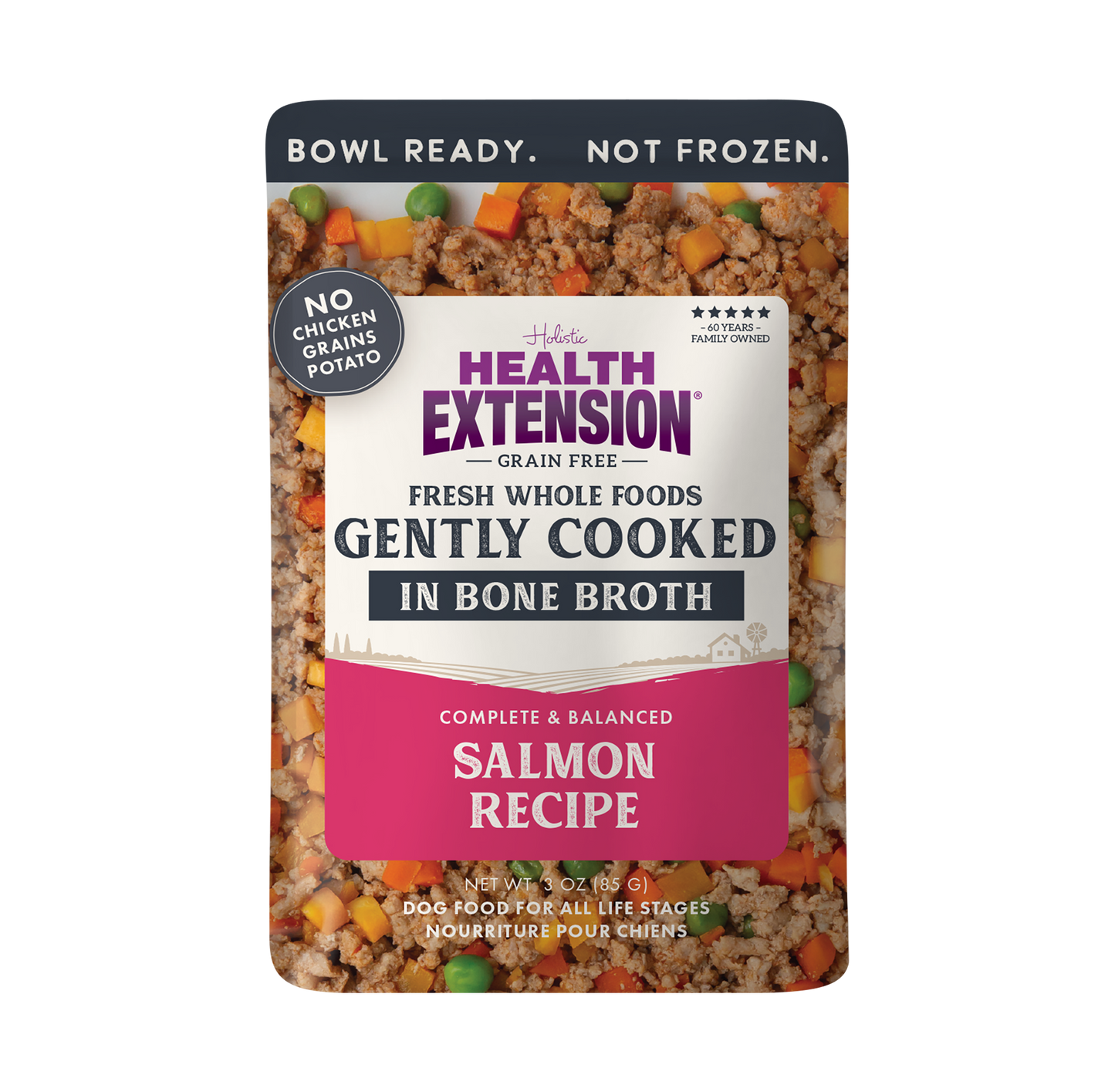 Health Extension dog food package with visible text and branding on a white background