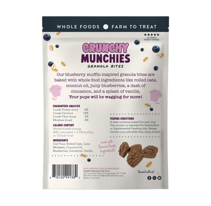 Back of the Blueberry Ruffin bag showing the ingredient list and guaranteed analysis