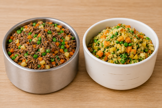 Din Din 4 Dogs beef and chicken dog food, case of 24 portioned 8oz meals