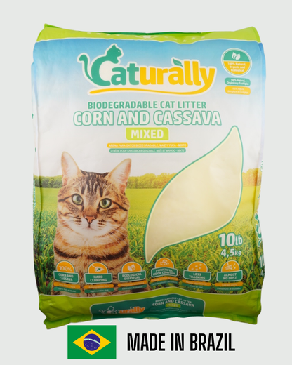 Front of the PurrFriendlyLitter 10 lb bag of cassava and corn cat litter