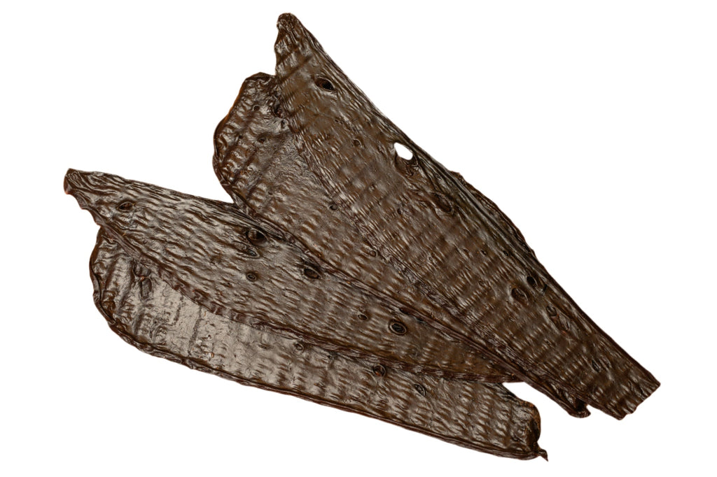 Two brown tree trunks on a white background