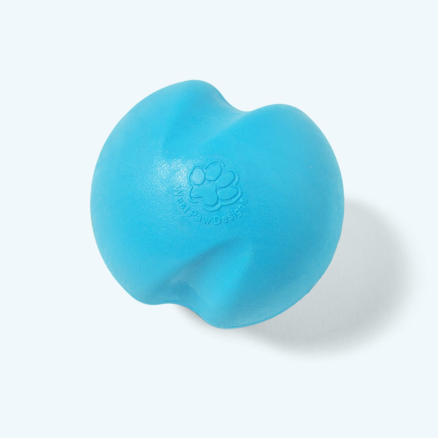 Blue dog toy with a brand logo on a white background