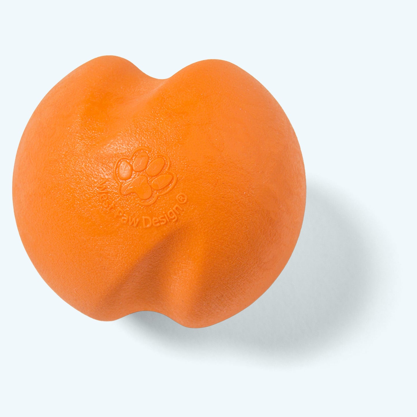 Orange dog toy with a brand logo on a white background