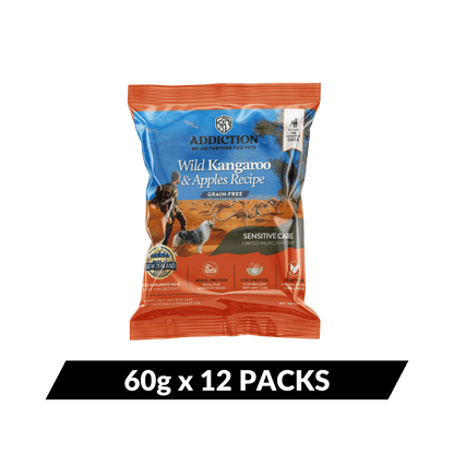 Package of Addiction Wild Kangaroo & Apples Recipe dog food on a white background
