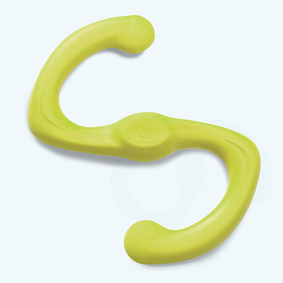 Yellow dog toy with a unique design on a white background