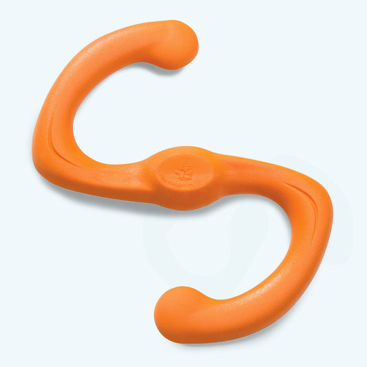 Orange dog toy on a white background