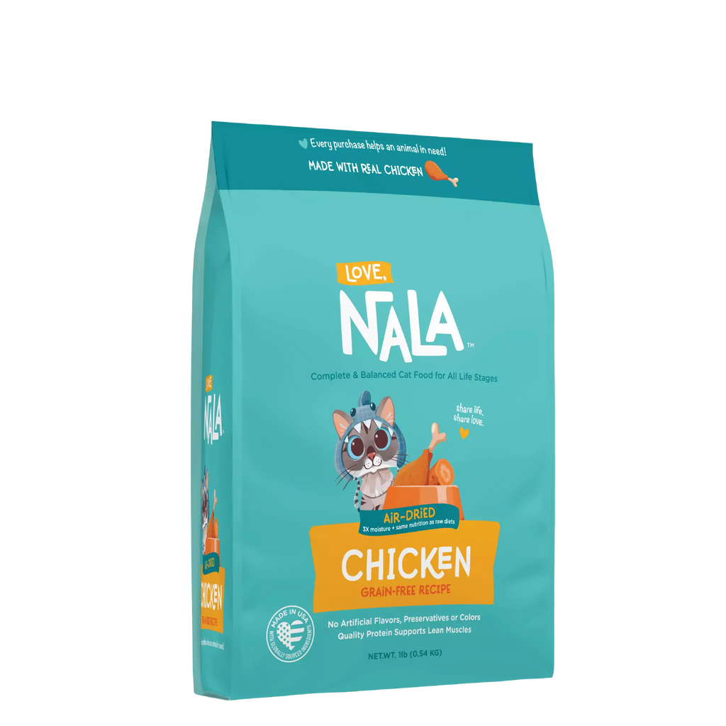 NALA cat food package with chicken flavor on a white background