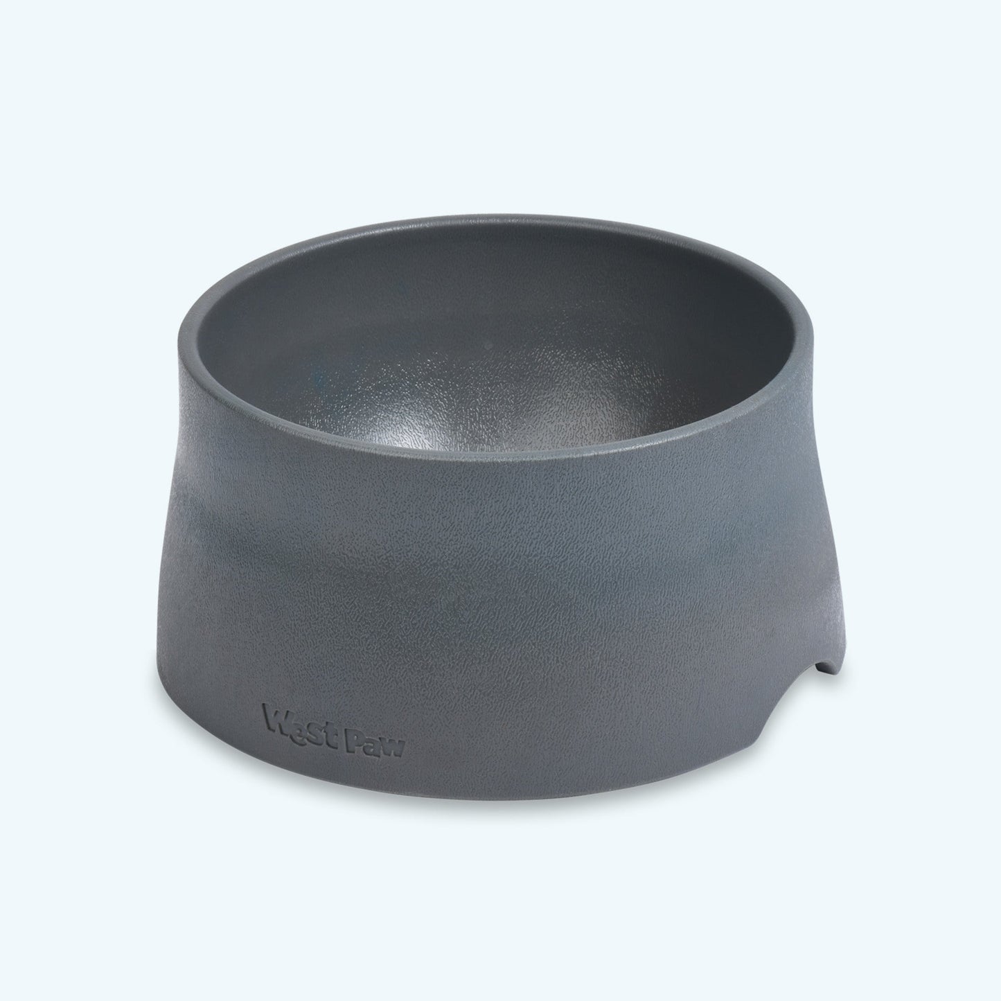 Gray pet bowl with 'K&H' branding on a light gray background