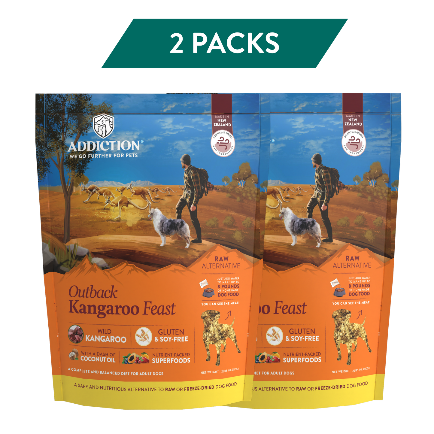 Outback Kangaroo Feast Air-Dried Dog Food package — 2-pack bundle