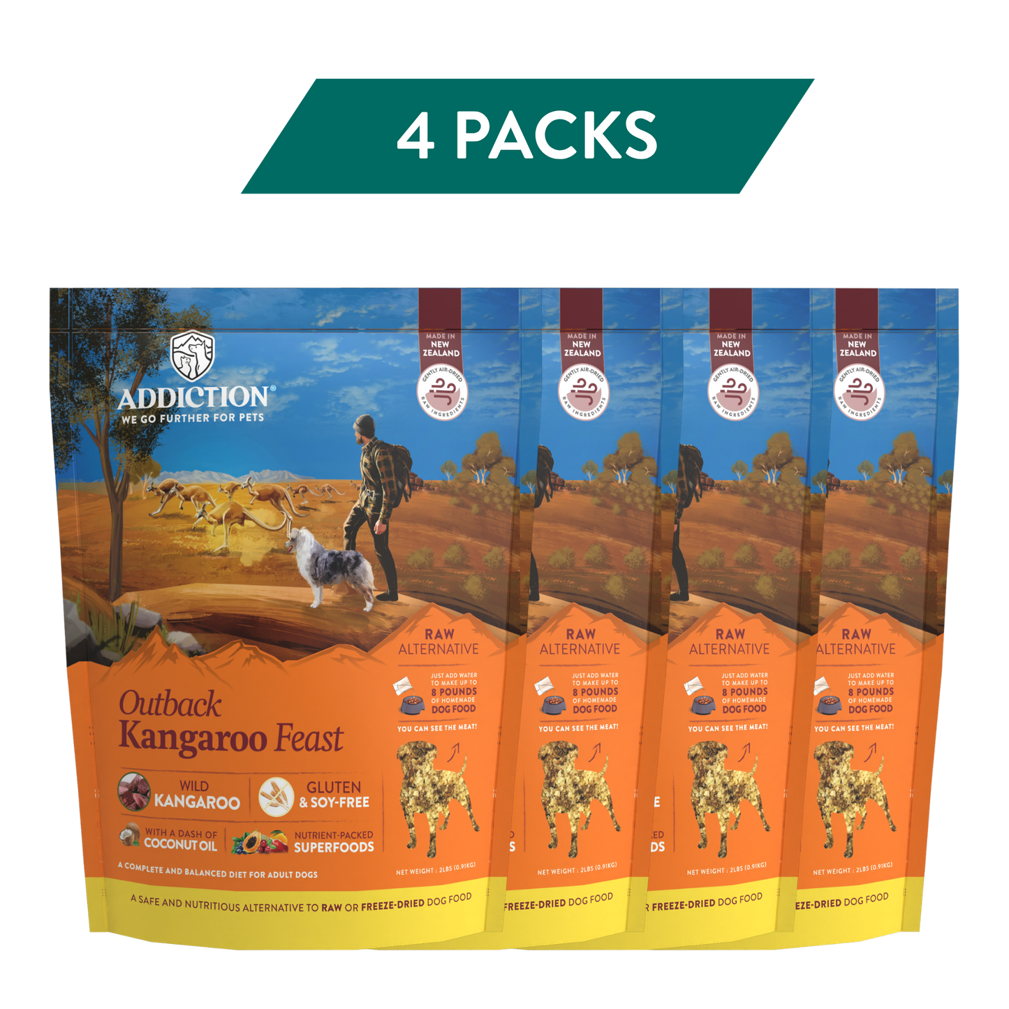Outback Kangaroo Feast Air-Dried Dog Food package — 4-pack bundle