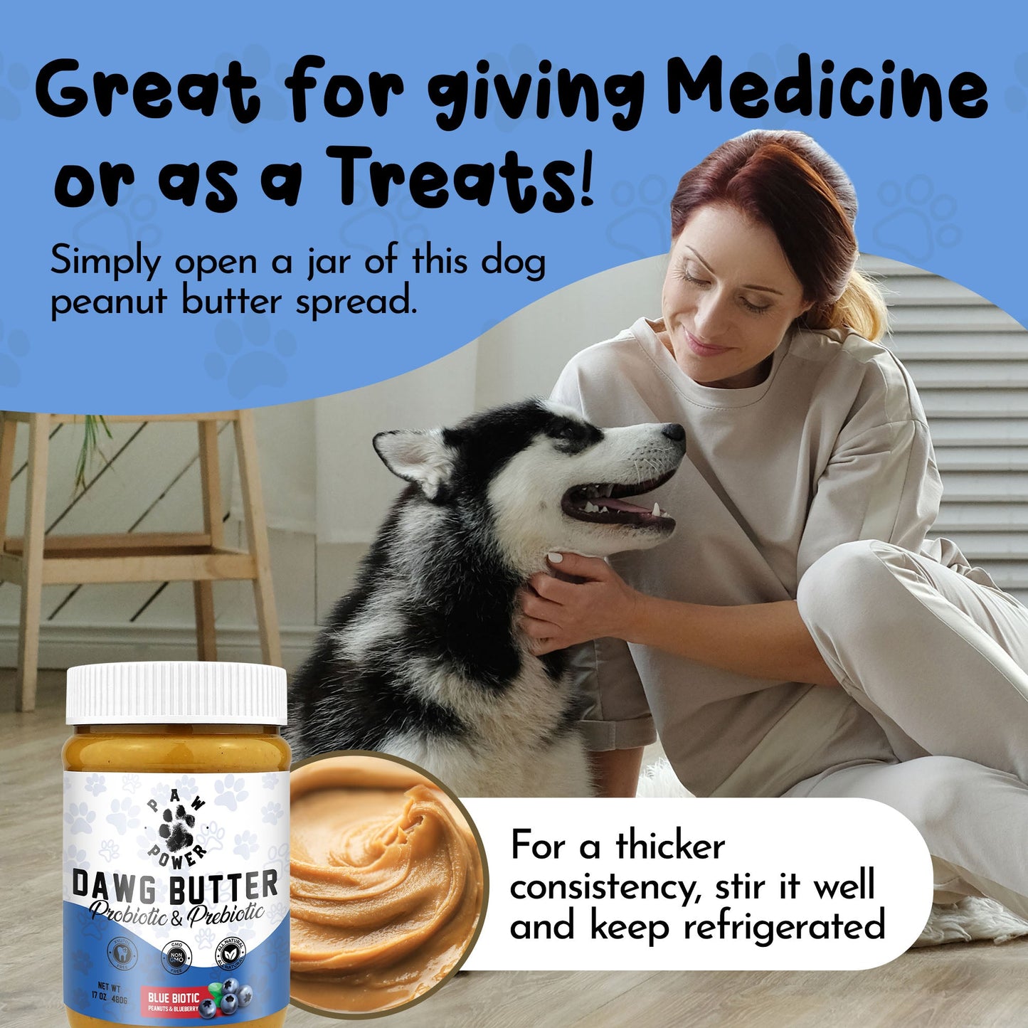 Dawg Butter Blue Biotic spread on a lick mat