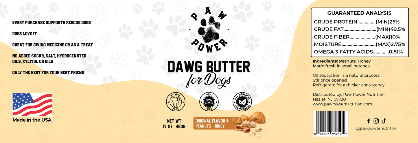 Dawg Butter Original peanut butter jar label artwork