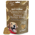 Package of Marcy's Pet Kitchen peanut butter bites dog treats on a white background